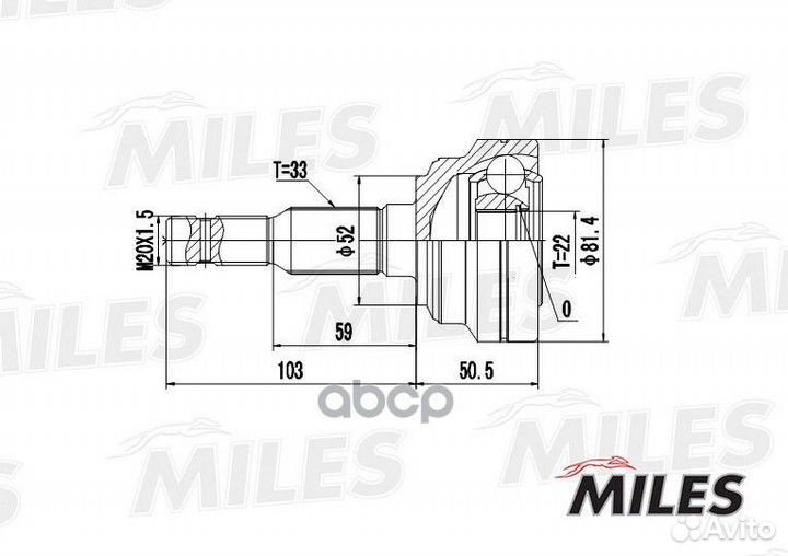 Шрус opel astra 1.4-1.7TD 98-05 нар. ga20344 Miles