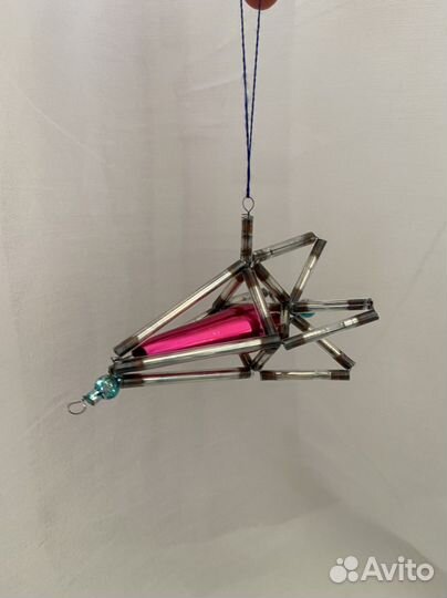 Две Монтажные советские елочные игрушки из стекла