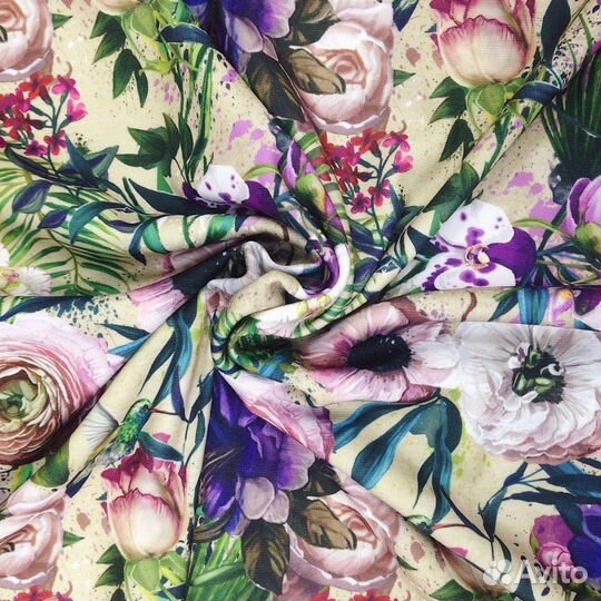 Ткань джерси Милано (новая) с цветам