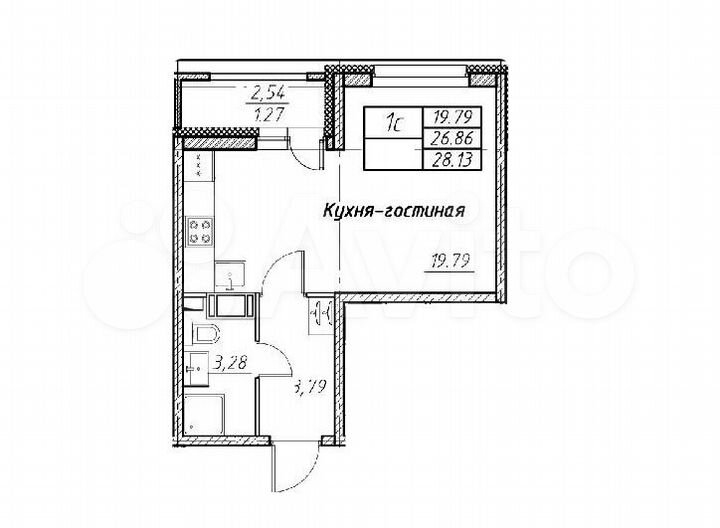 Квартира-студия, 28,1 м², 5/15 эт.