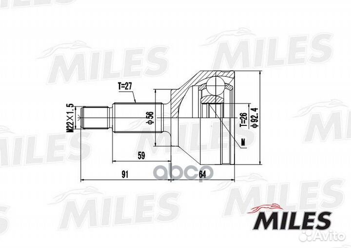 ШРУС ford mondeo 2.0-3.0 00- нар. GA20119 Miles