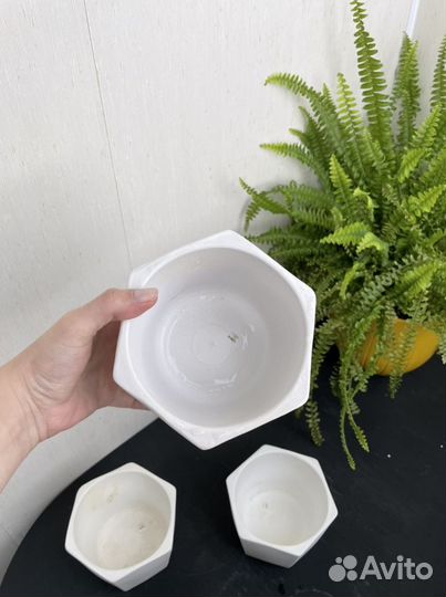 Кашпо для цветов белое керамика