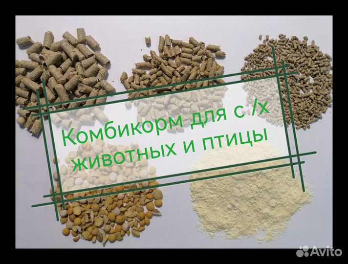 Комбикорма для животных и птицы (гранулы в ассорт)