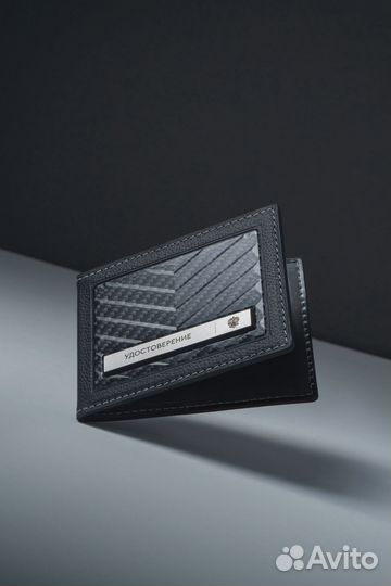 Обложка на удостоверение карбон кожа