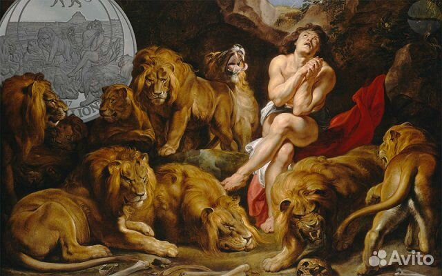 Монета Даниил в пещере со львами Палау 2017 серебр