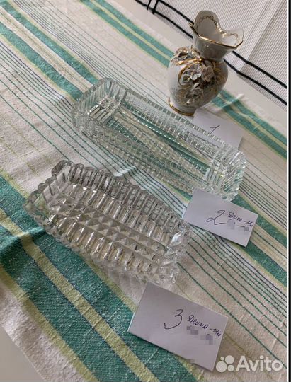 Хрустальные пепельницы и ваза (керамика) СССР