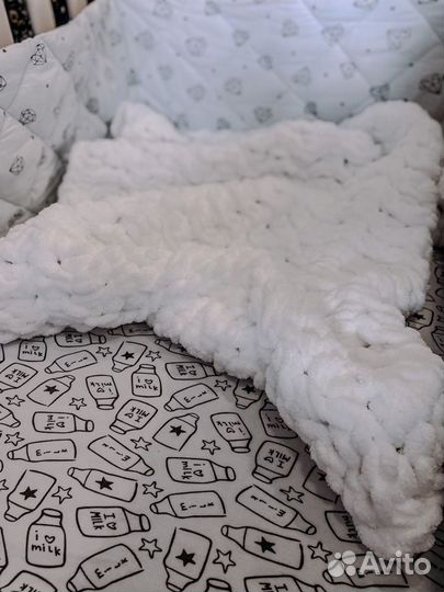 Плед детский плюшевый вязанный