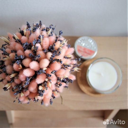 Сухоцветы в кашпо / лаванда в ведерке