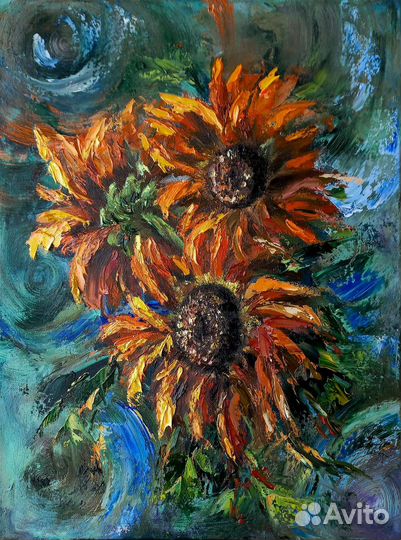 Интерьерная картина с цветами маслом 30х40см