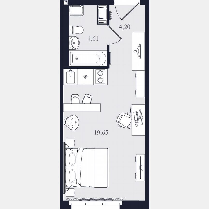 Апартаменты-студия, 28,5 м², 14/24 эт.