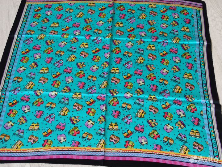 Бирюзовый Шелковый платок новый