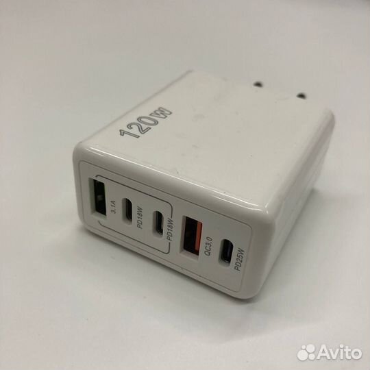 Сетевой адаптер 120W 2USB+3type-c F002, белый