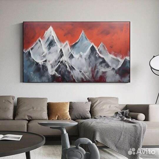 Текстурная картина маслом Горы на закате Объемная