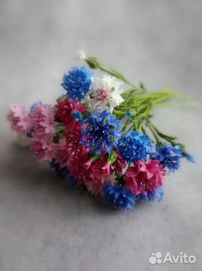 Васильки из полимерной глины, холодный фарфор