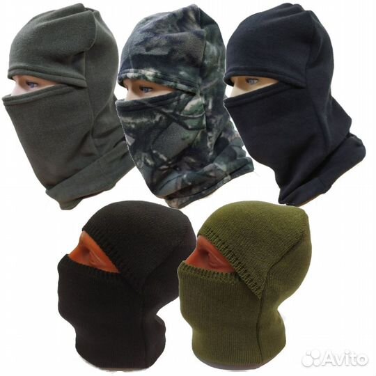 Маска балаклава флис, полушерсть олива/черная/кмф