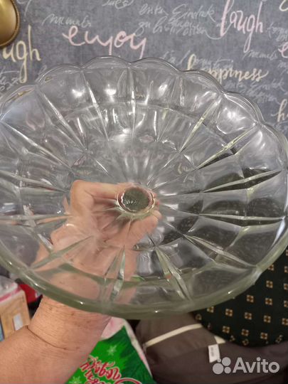 Ваза для фруктов на ножке СССР стекло