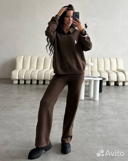 Стильный тёплый трикотажный костюм кашемировый