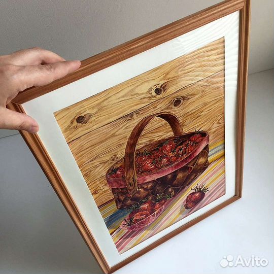 Летняя акварель в раме 30х40