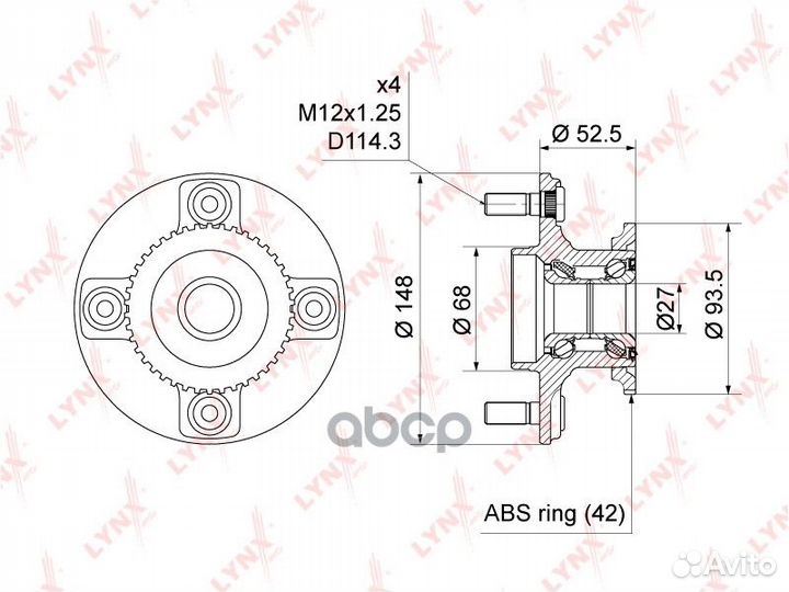 Ступица колеса зад прав/лев WH1459 lynxauto