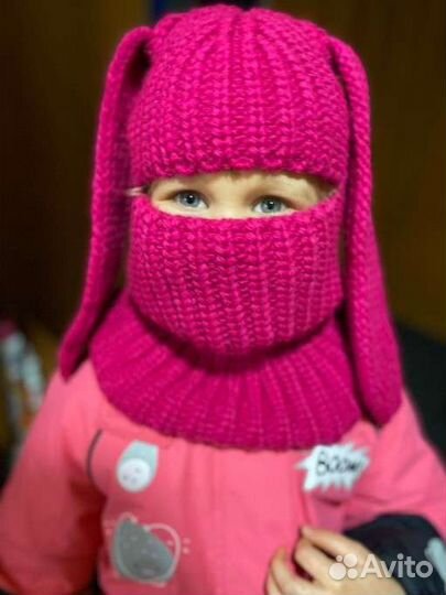 Балаклава вязаная с ушками