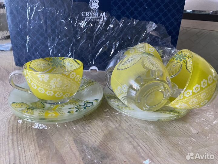 Чайный сервиз на 6 персон, стекло