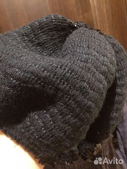 Берет вязаный пайетки