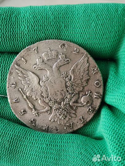 1 рубль 1762 СПБ-нк гурт шнур вправо Петр 3