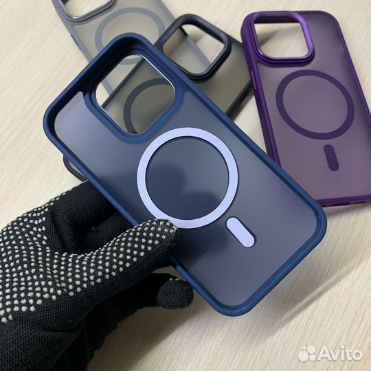 Чехол на iPhone 14 Pro MagSafe MetSafe синий