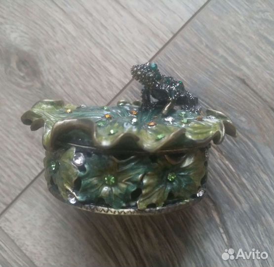 Шкатулка для украшений, Федоскино, дерево, фарфор