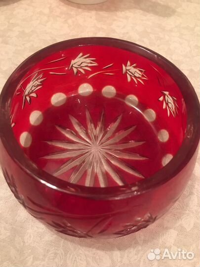 Конфетница рубиновый хрусталь новая