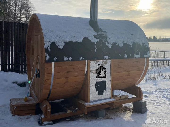 Баня бочка с панорамным окном