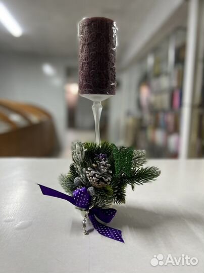 Новогодний подсвечник ручная работа