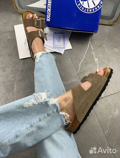 Шлепки birkenstock тапочки шлепанцы натуральные