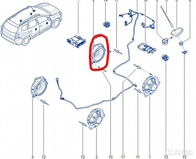 Динамик передний левый Renault Duster HJD