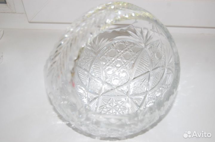 Ваза корзина хрустальная