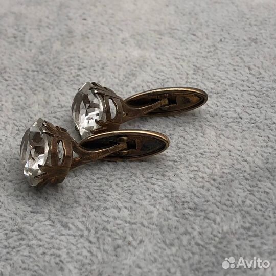 Серебряные запонки с хрусталем, 875 проба