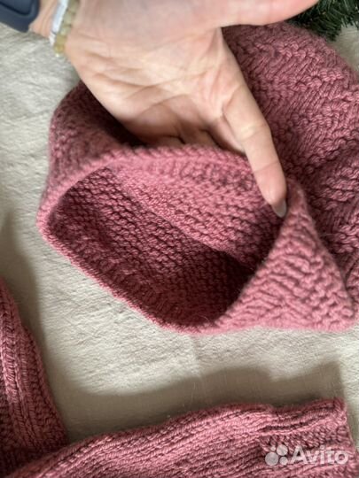 Шапка и митенки комплект шерсть ручная работа