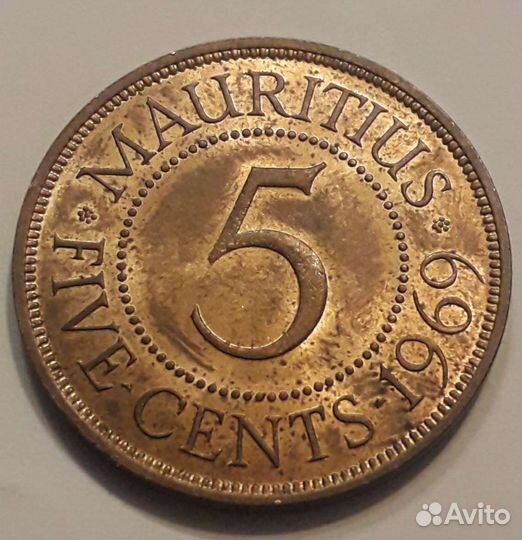 Маврикий 5 центов 1969 г