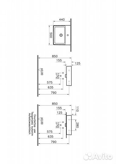 Раковина чаша прямоугольная Vitra 7431-003-0001