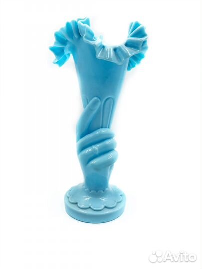 Ваза рог изобилия Царская Россия голубое стекло