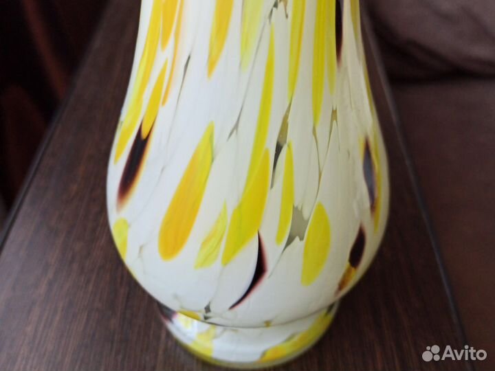 Ваза СССР гутное стекло Снежные хлопья, цветная