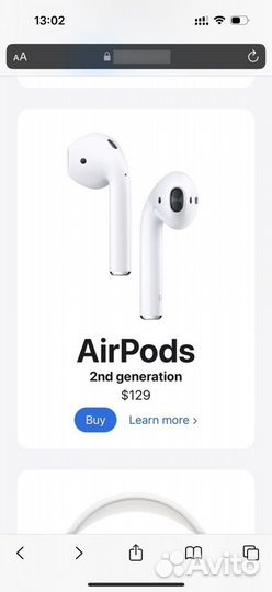 Наушник левый Apple Airpods 2 + база