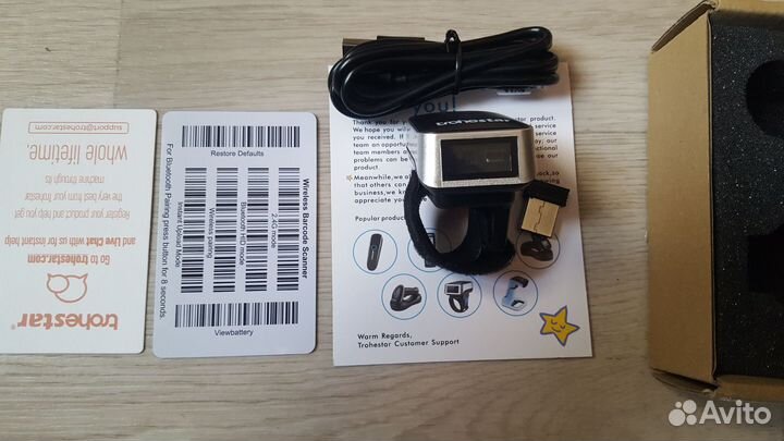 Bluetooth usb сканер 1D barcode на палец trohestar