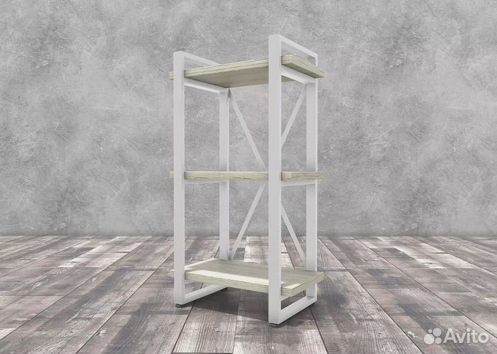 Стеллаж Айсберг Лофт 40х102-2 белый/дуб крафт белый