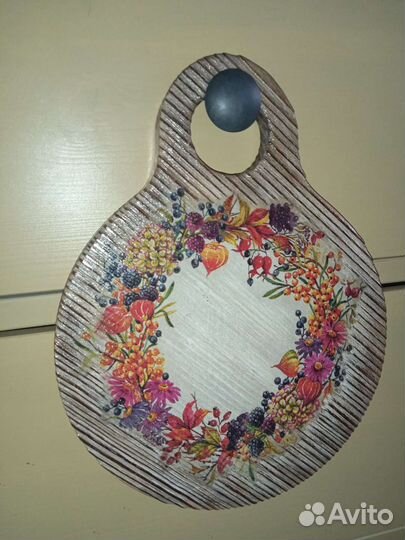 Доска деревянная осенний венок