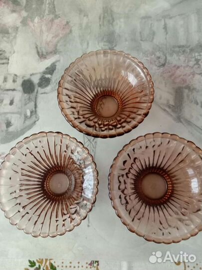 Цветные вазочки винтаж СССР стекло