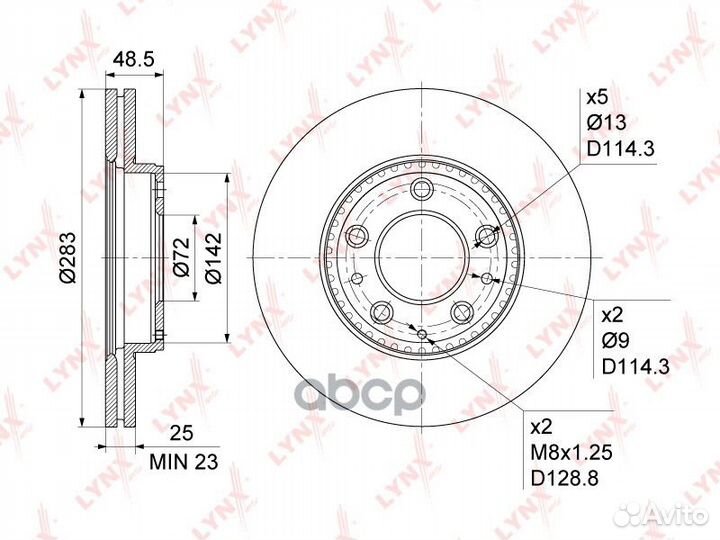 Диск тормозной mazda 6(GG/Y) 2.0-2.3 02-07 lynx