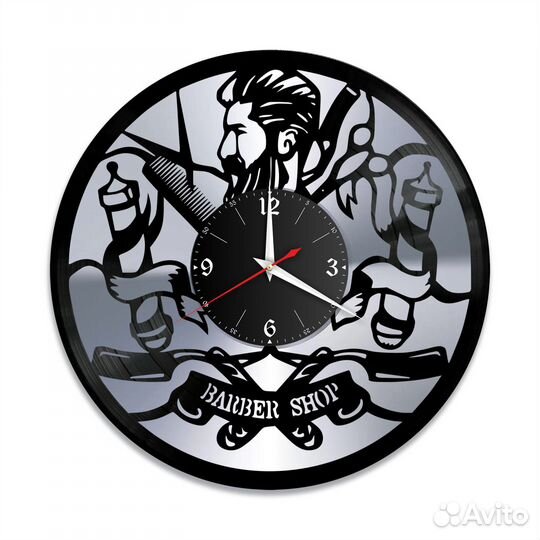 Парикмахерская Барбершоп, серебро №9 часы из винил