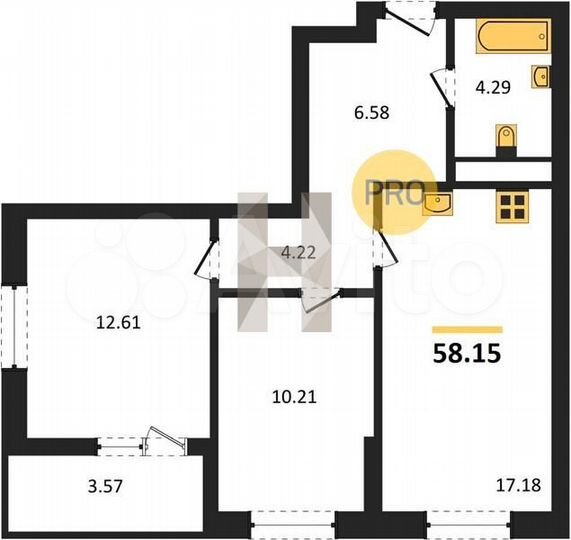 2-к. квартира, 58,2 м², 19/25 эт.