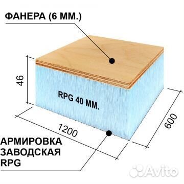 Руспанель рпг Sandwich #1 1200х600х46 фанера+RPG